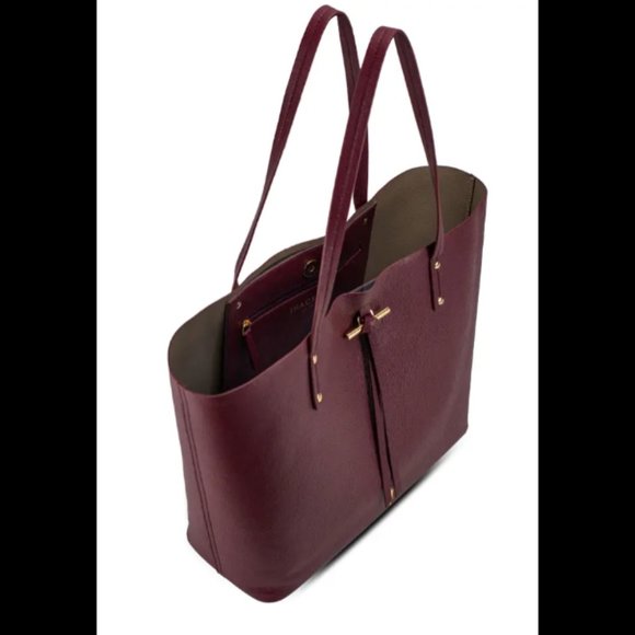 COPY - Thacker Pebbled Leather Tote Shoulder Bag Shopper Merlot NWT - Picture 4 of 6